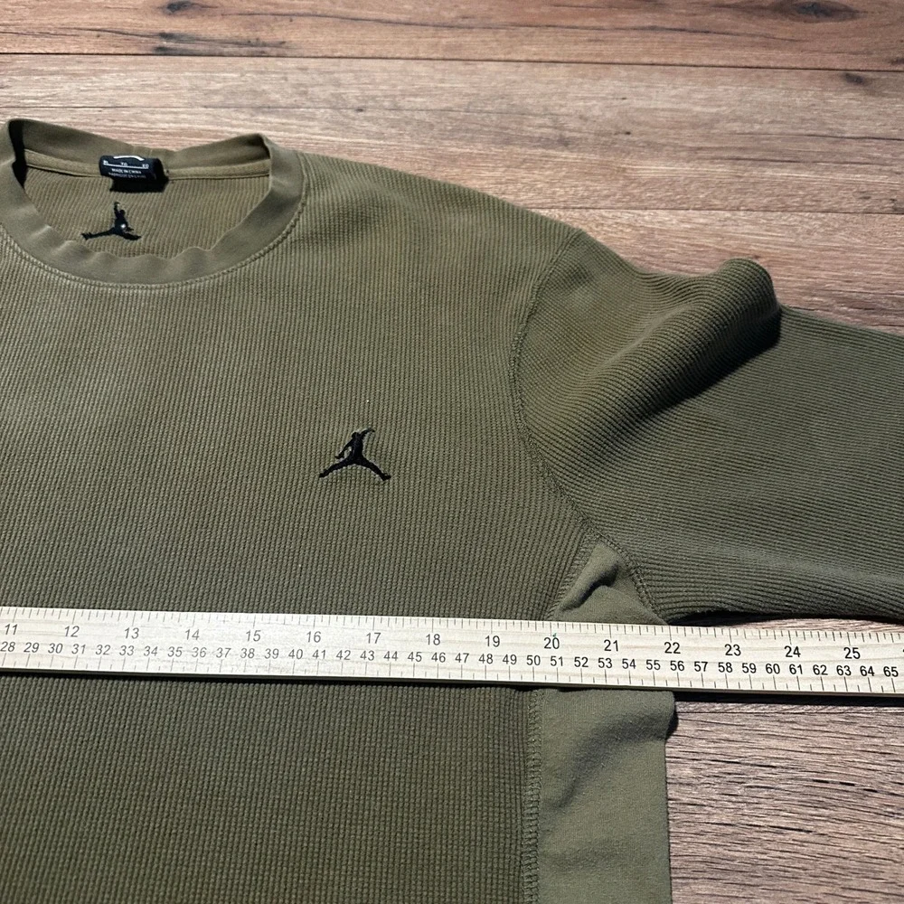 Jordan Olive Green Thermal Waffle Knit Long Sleeve Shirt Mens XL